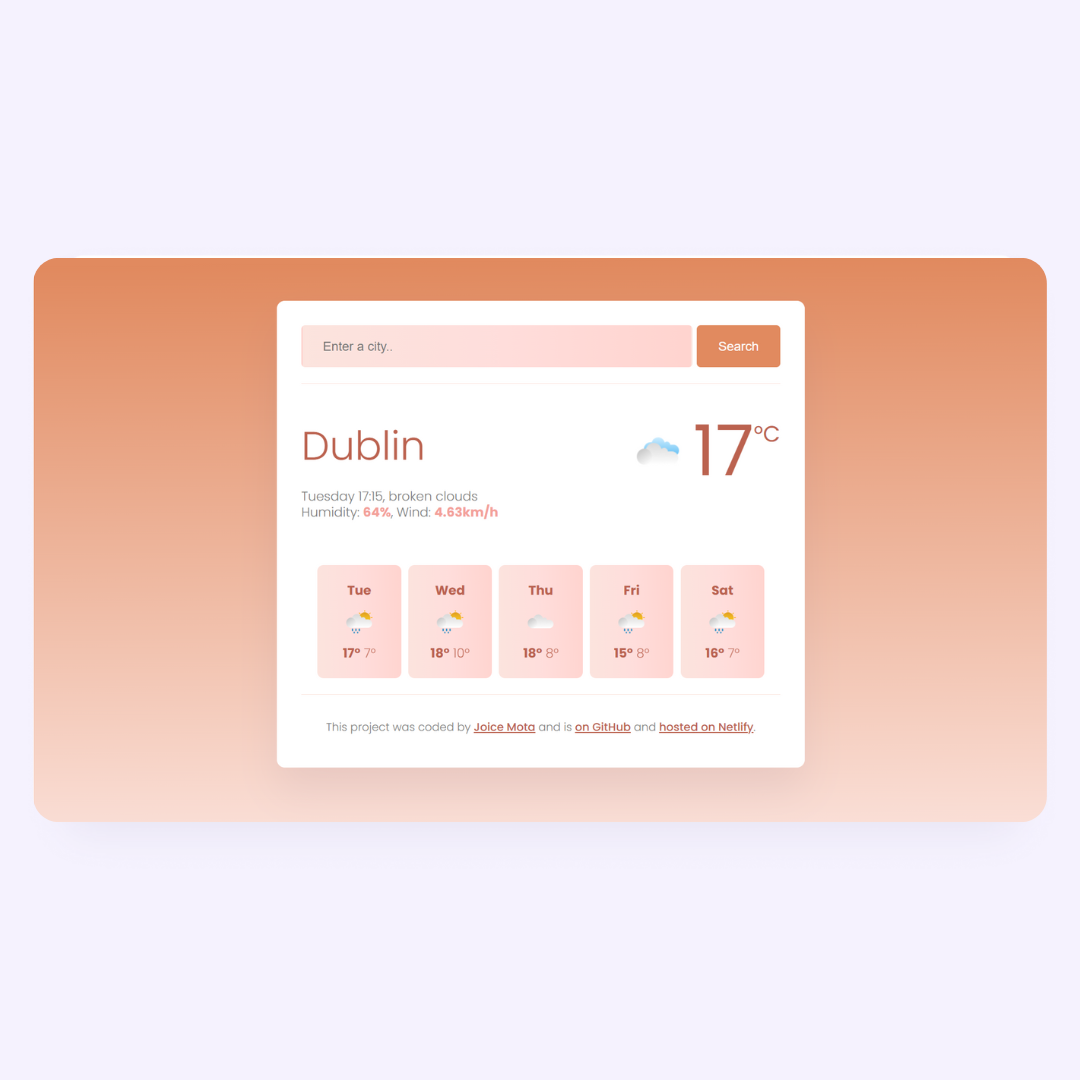 weather app project preview